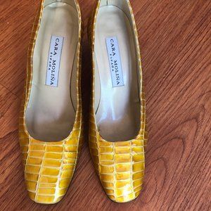 Cara Molina Yellow croc faux square toes & heels
